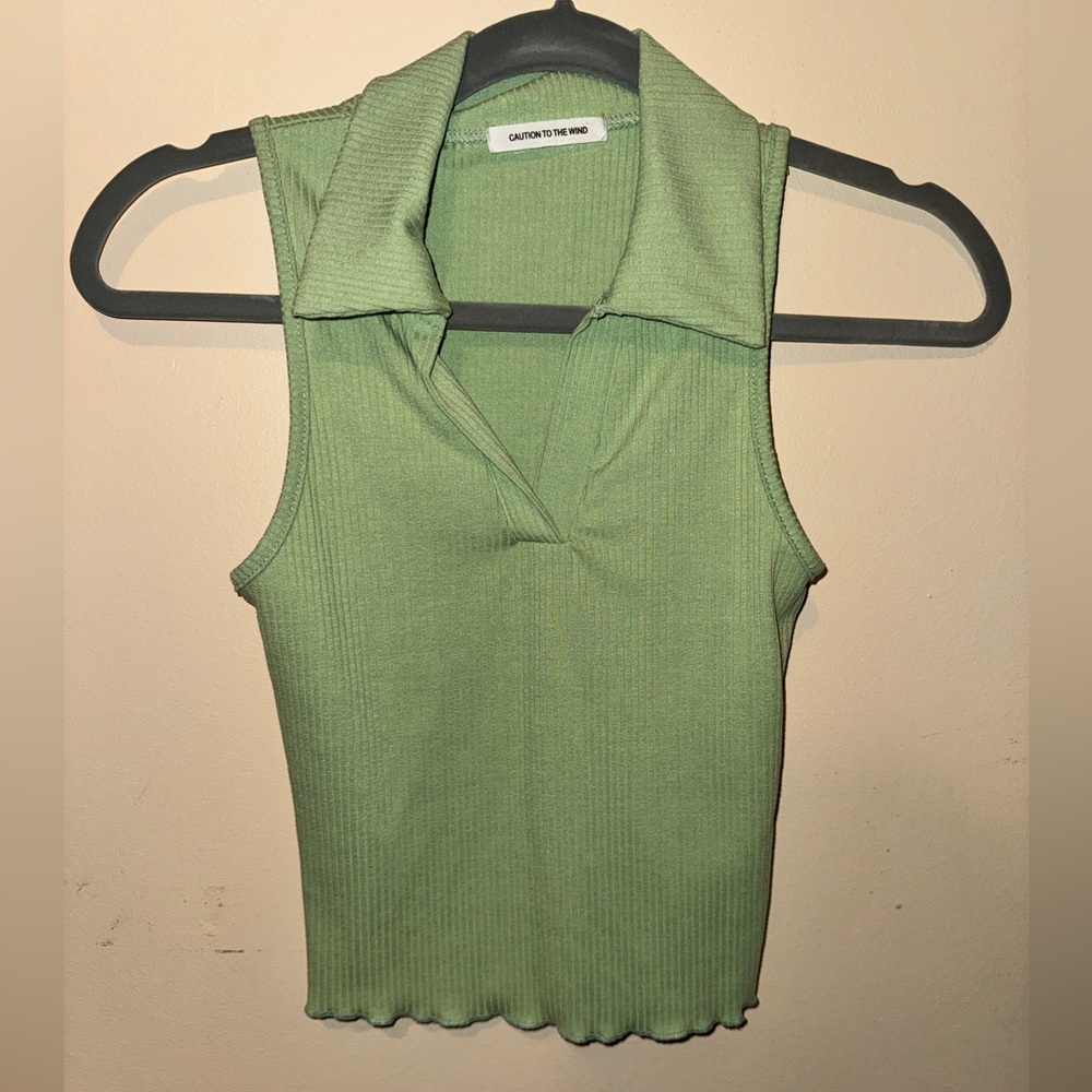 Caution To The Wind green Ribbed Tank Top - Picture 4 of 4